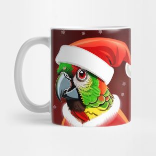 Adorable Green Cheeked Conure Santa Hat Suit Christmas Mug